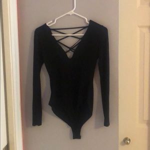 black lace-up small bodysuit